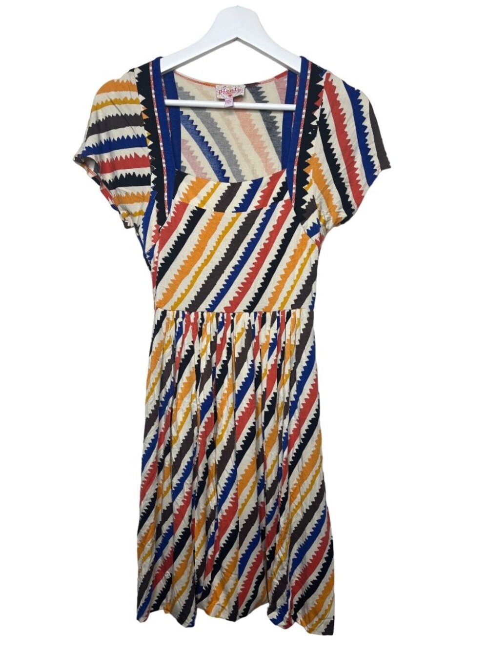 Plenty Tracy Reese Dress Women's XS Yellow Stripe Fit Flare Mini Boho
